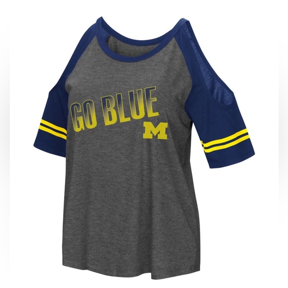 Michigan Wolverines Women's Shirt Size Medium Cold Shoulder Go Blue - Picture 5 of 8